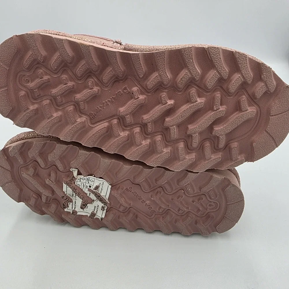 Bearpaw‎ Girls Suede Leather Glitter Pink  Boots Eliza Toddler Faux Fur Zip US 9